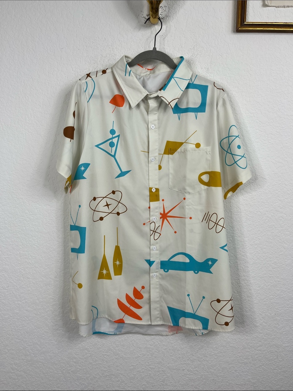 Royaura Hawaiian Jestons Retro MCM Mid Century Modern Button Front Men's Shirt